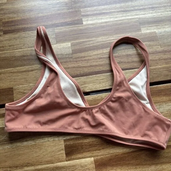 L.A. Hearts Pac Sun Swim Bikini Top Sz Large Dark Copper Pool Beach Neutrals NWT - Picture 3 of 7